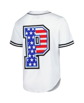 Men's White Peanuts Patriotism Baseball Jersey