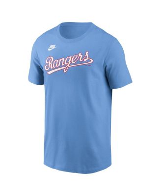 Men's Light Blue Texas Rangers Cooperstown Wordmark T-Shirt