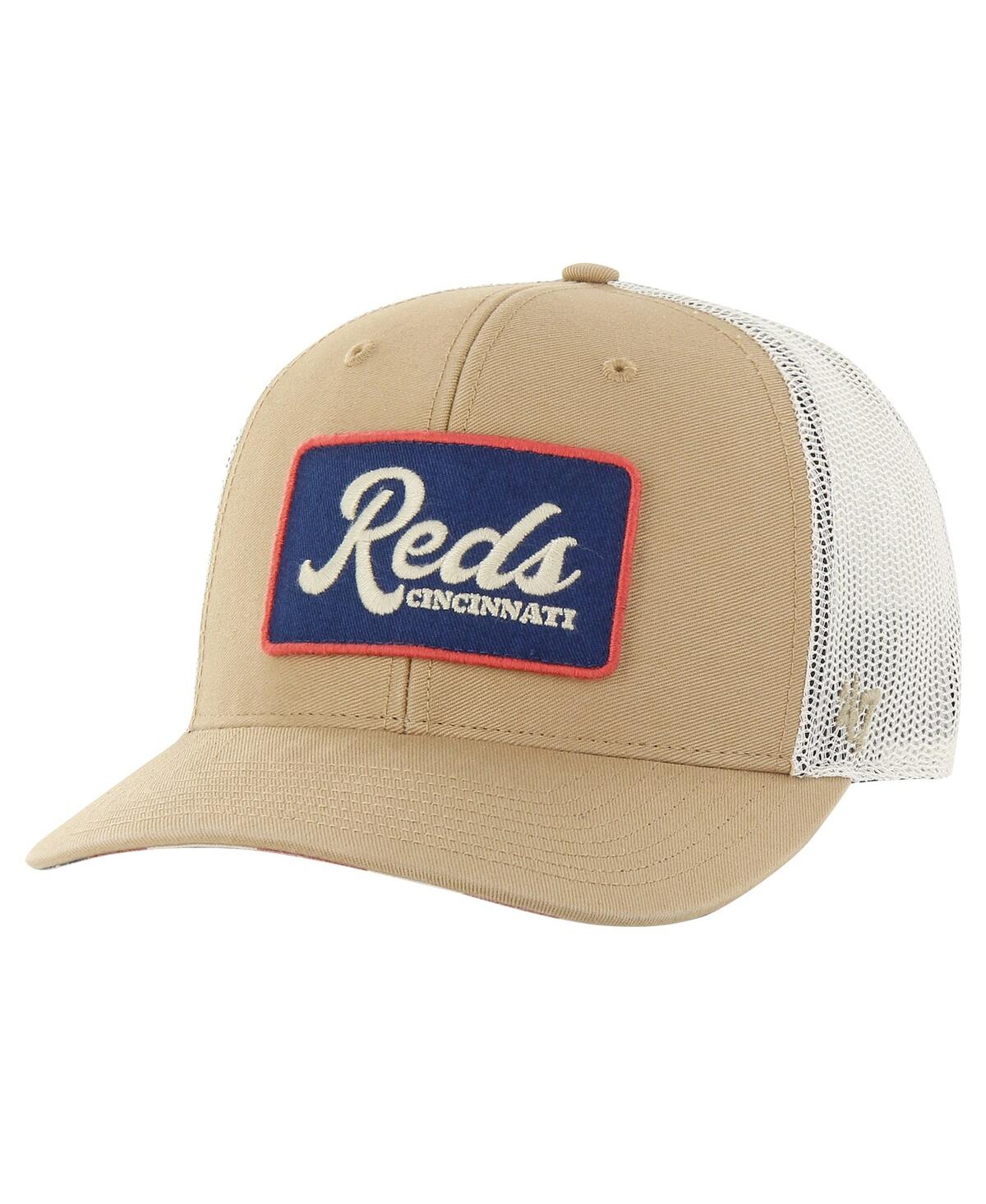 Men's Khaki Cincinnati Reds Glory Daze Trucker Adjustable Hat - Khaki