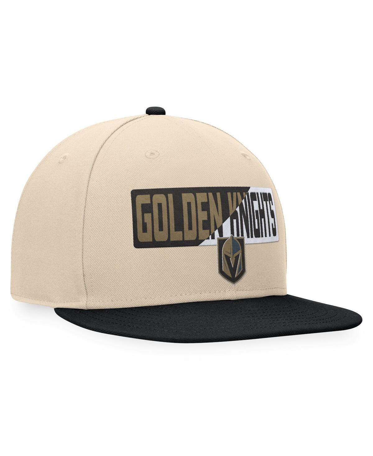 Fanatics Men'sBlack Vegas Golden Knights Goalaso Snapback Hat - Cream, Black