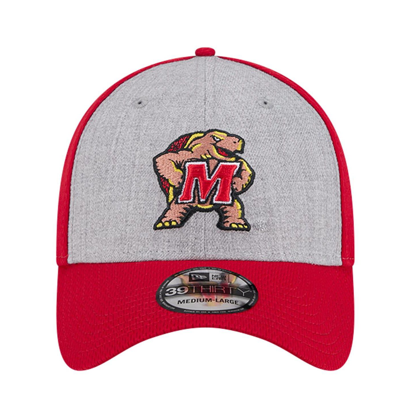 Мужская кепка New Era Heather Gray/Red Maryland Terrapins Two-Tone 39THIRTY Flex Hat — фото 4