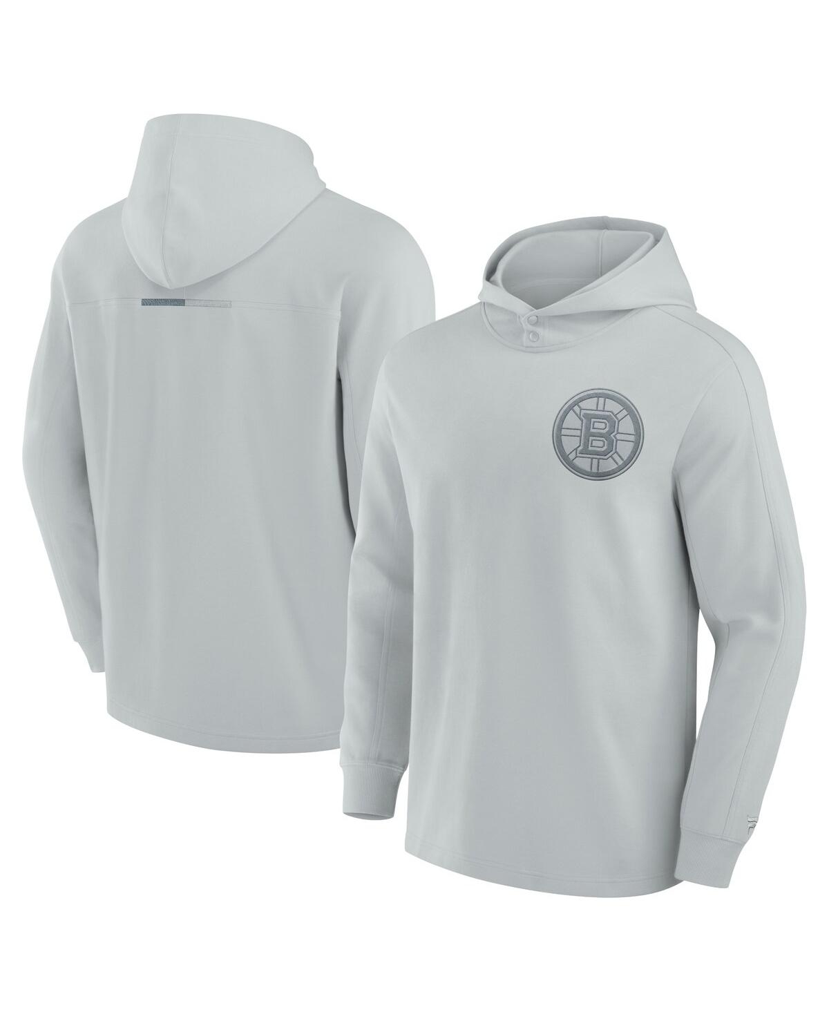 Men's Gray Boston Bruins Elements Lightweight Tri-Blend Fleece Hoodie - Gray