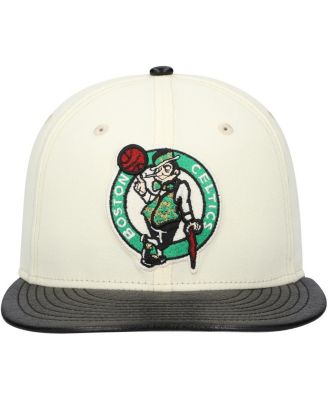 Men's White/Black Boston Celtics faux leather - Polyurethane Visor Two-Tone 59FIFTY Fitted Hat