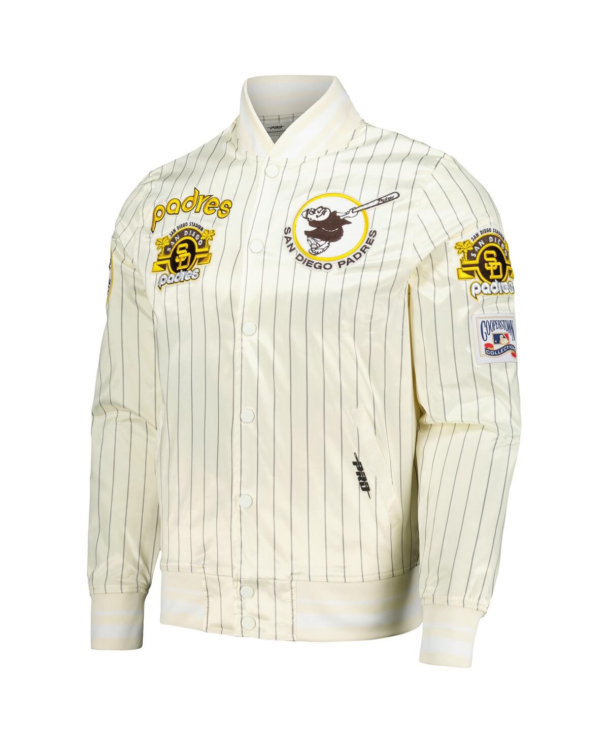 Pro Standard Men's Cream San Diego Padres Cooperstown Collection Pinstripe Retro Classic Satin Full-snap Jacket In Cream