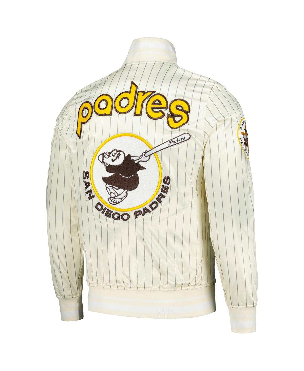Pro Standard Men's Cream San Diego Padres Cooperstown Collection Pinstripe Retro Classic Satin Full-snap Jacket In Cream