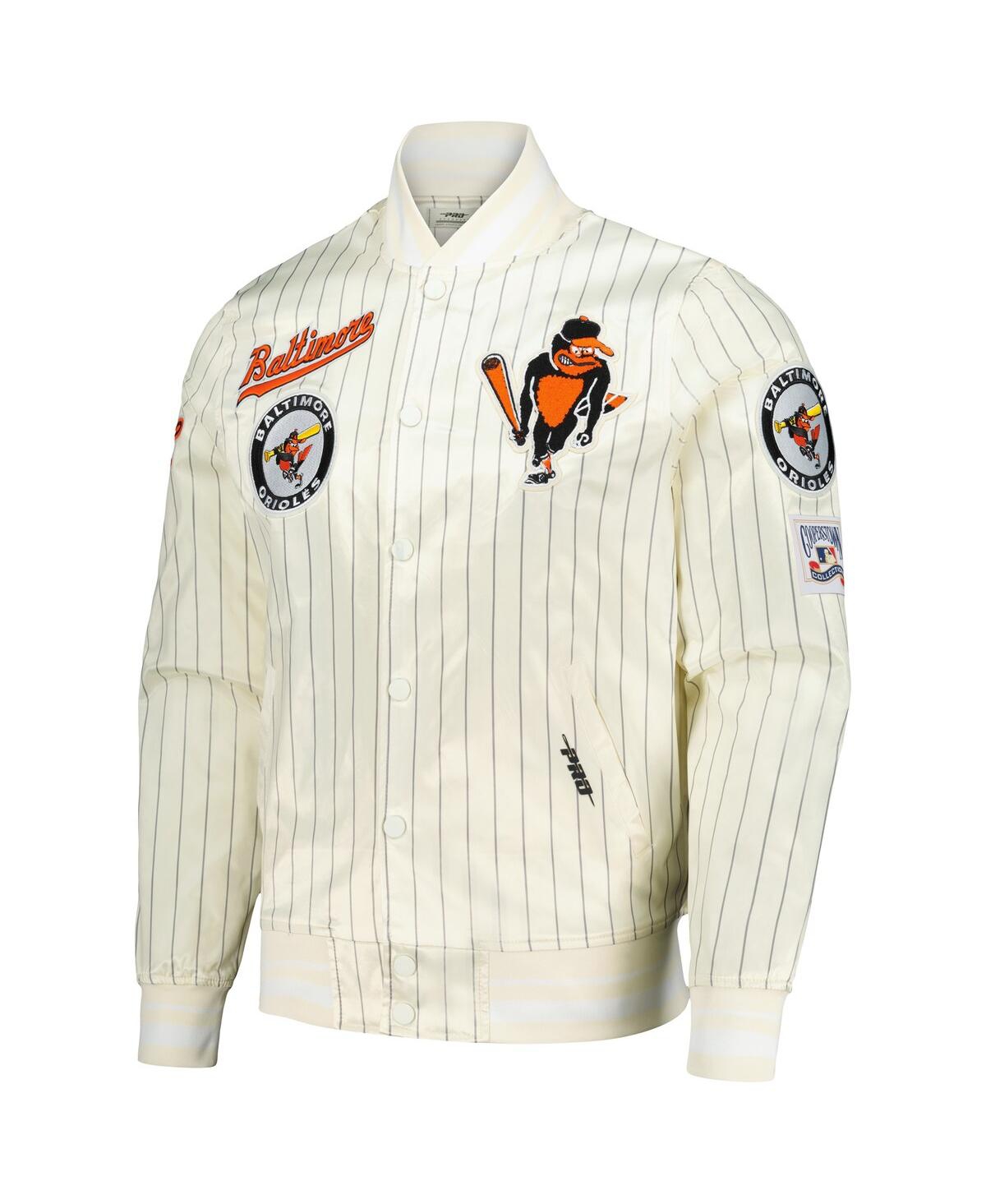 Pro Standard Men's Cream Baltimore Orioles Cooperstown Collection Pinstripe Retro Classic Satin Full-snap Jacket In Cream