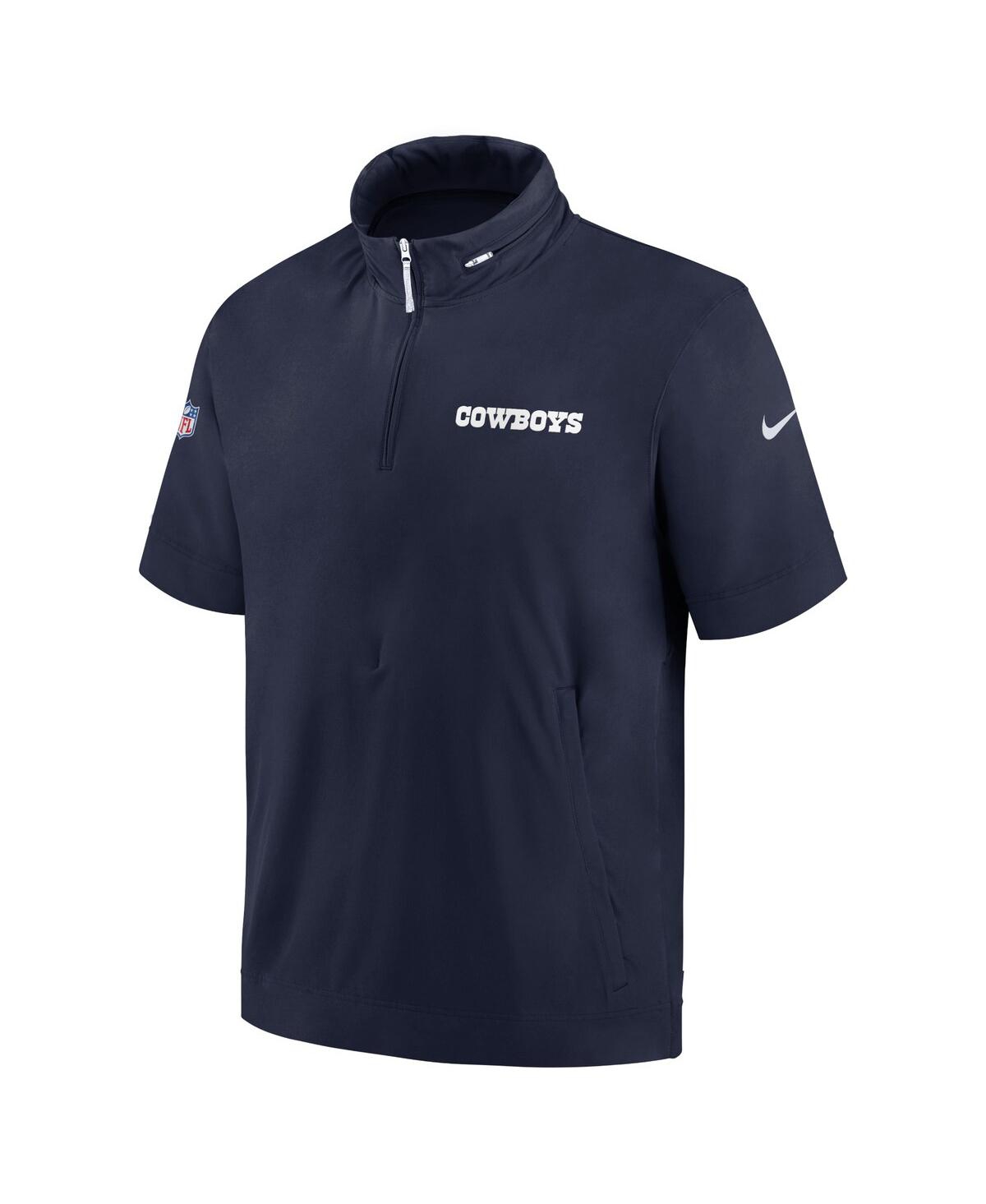 Nike Men'sDallas Cowboys 2024 Sideline Coach Short Sleeve Half-Zip Hoodie Jacket - Navy