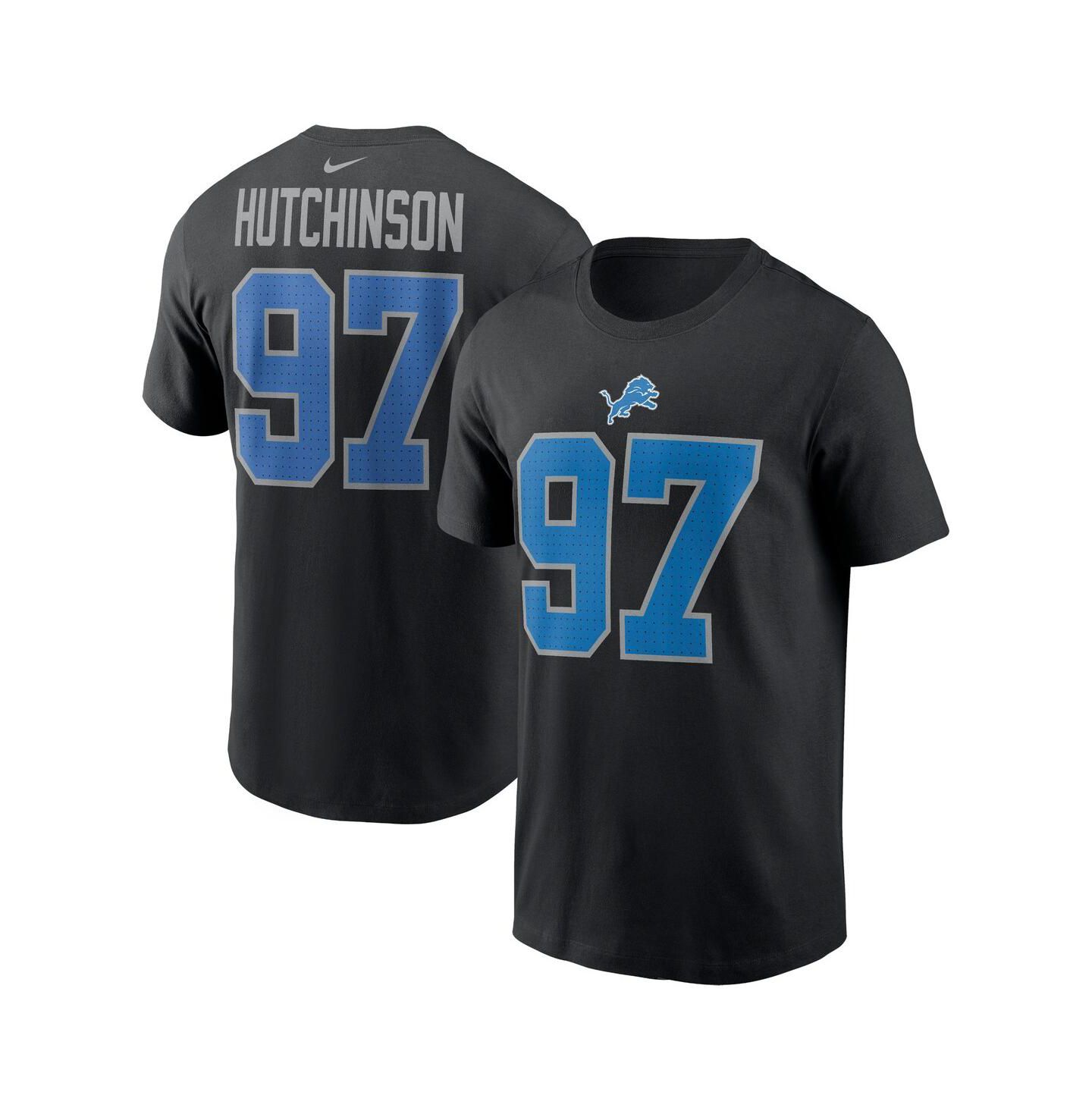 Мужская футболка Fanatics Nike Aidan Hutchinson Black Detroit Lions Player Name & Number — фото 1
