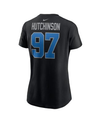 Women's Aidan Hutchinson Black Detroit Lions Player Name Number T-Shirt