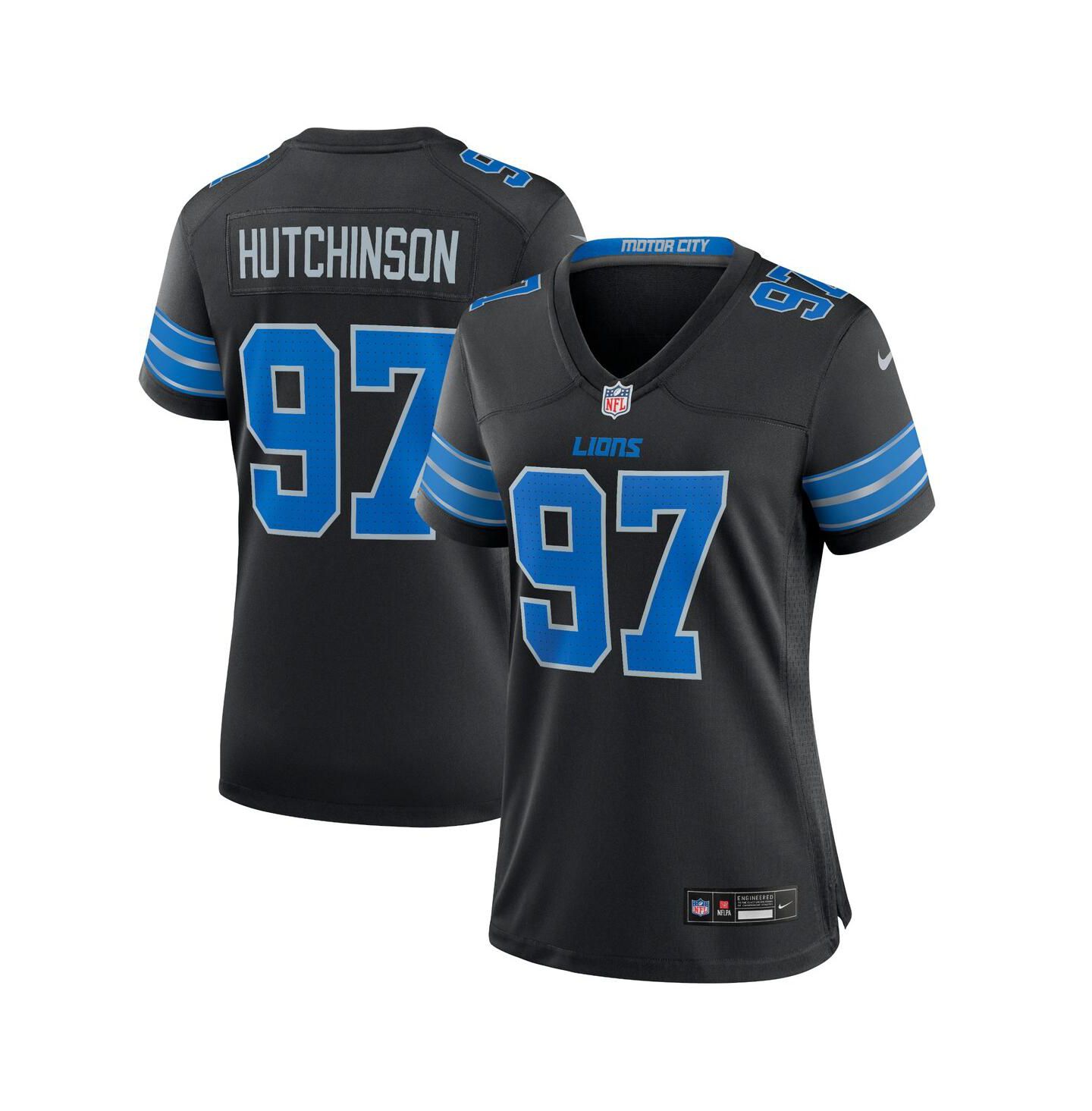 Женский топ Nike Aidan Hutchinson Detroit Lions Alternate Game Jersey, цвет: Чёрный — фото 1