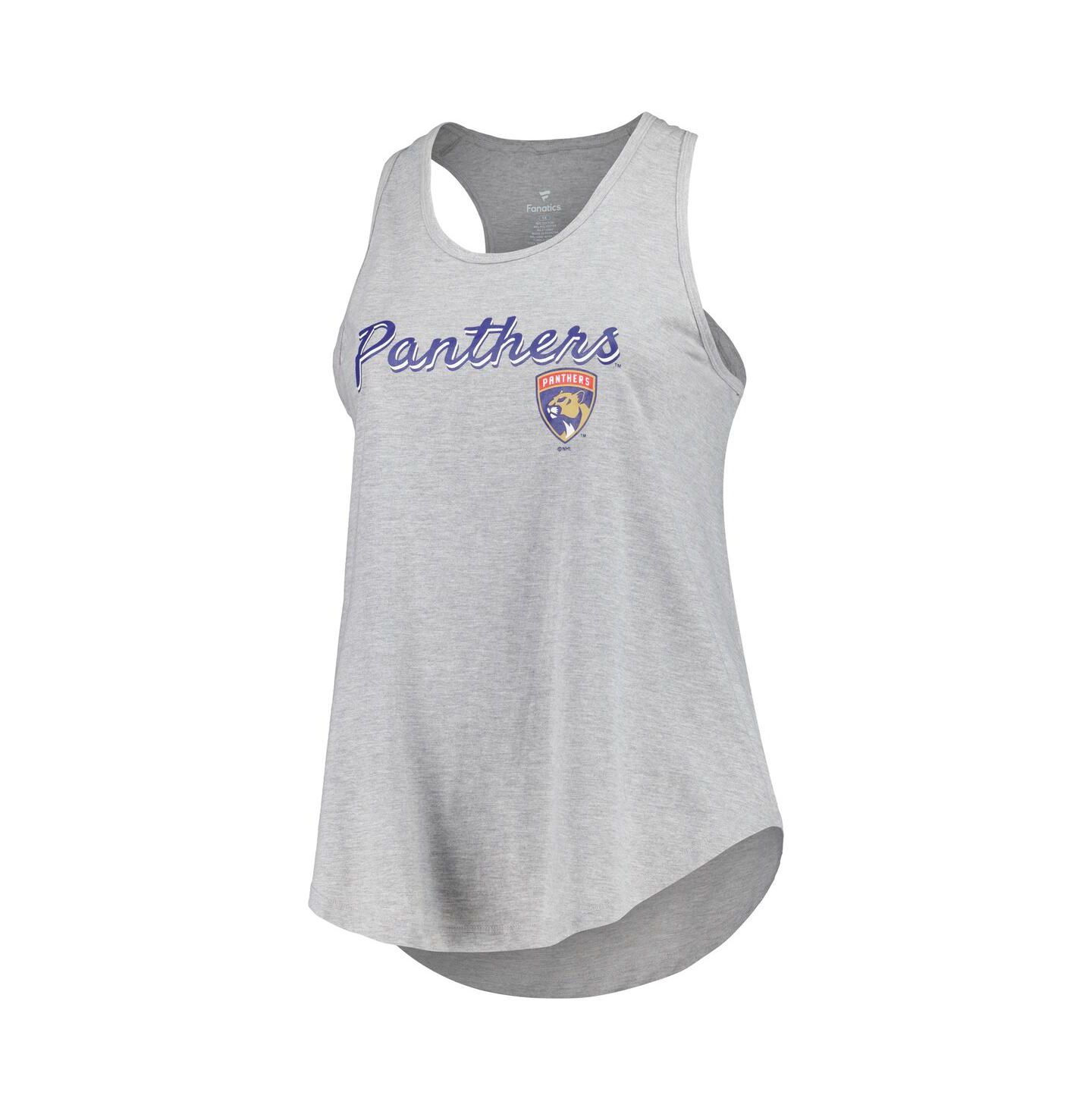 Женский топ Fanatics Heather Gray Florida Panthers Plus Size Racerback — фото 2