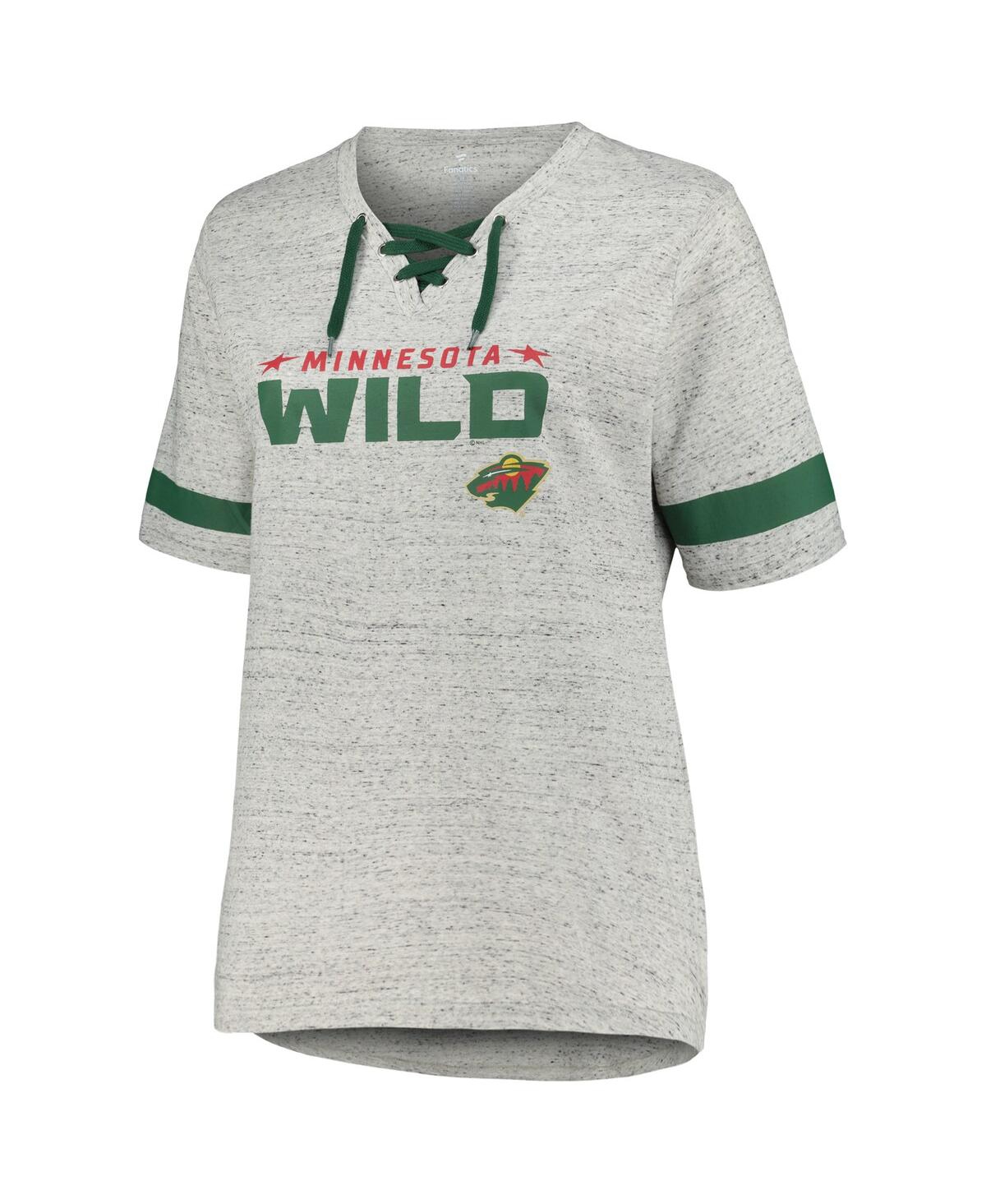 Fanatics Women'sMinnesota Wild Plus Size Lace-Up T-Shirt - Heather Gray