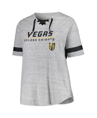 Women's Heather Gray Vegas Golden Knights Plus Size Lace-Up T-Shirt
