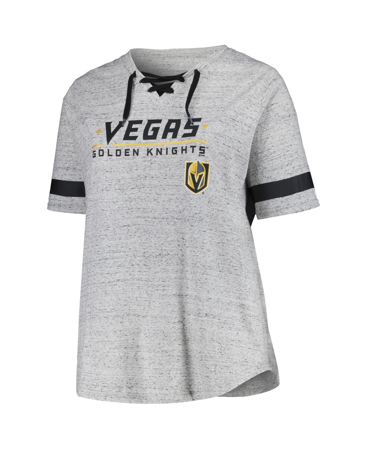 Fanatics Women's Heather Gray Vegas Golden Knights Plus Size Lace-up T-shirt In Heather Gray