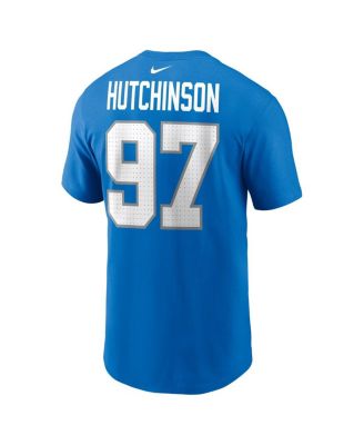 Big Boys and Girls Aidan Hutchinson Blue Detroit Lions Player Name Number T-Shirt