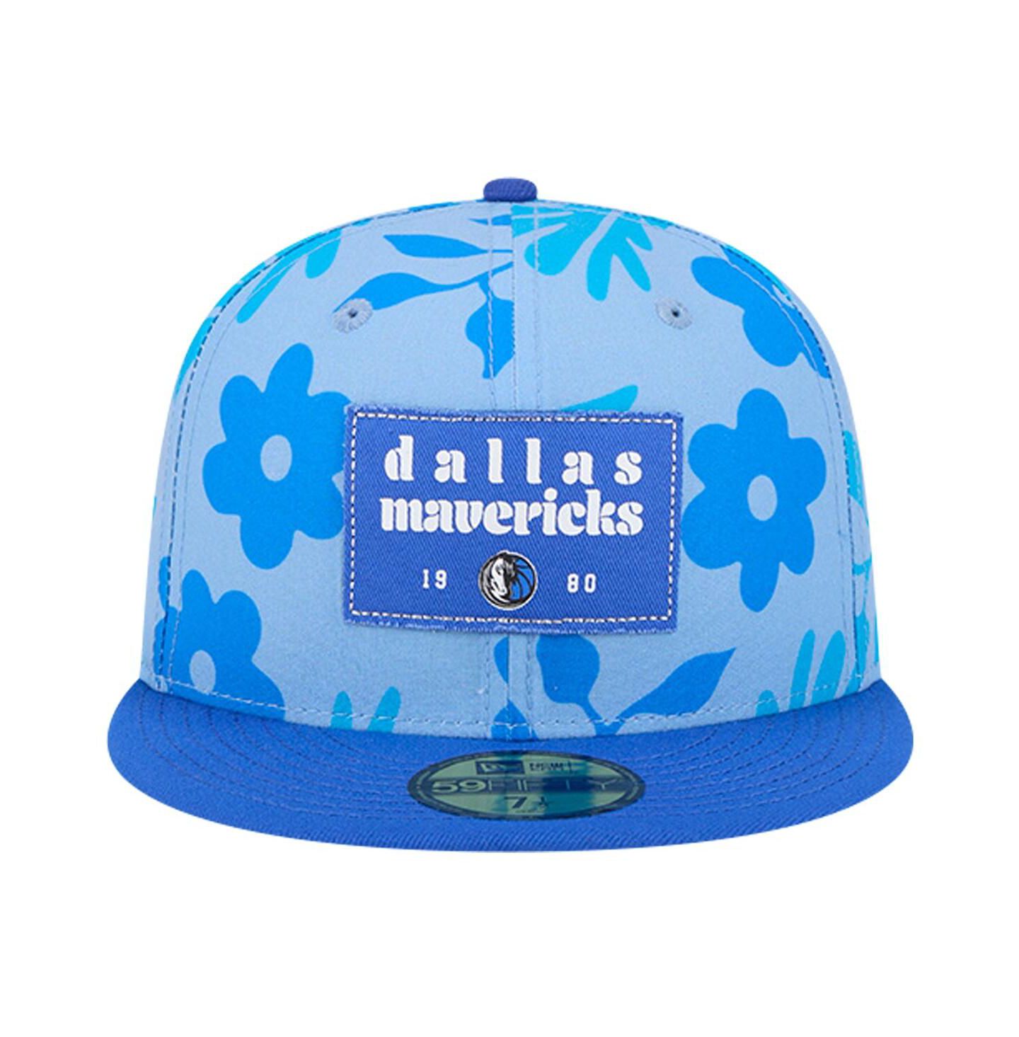 Мужская кепка New Era Blue Dallas Mavericks Palm Fronds 2-Tone 59FIFTY Fitted Hat — фото 2