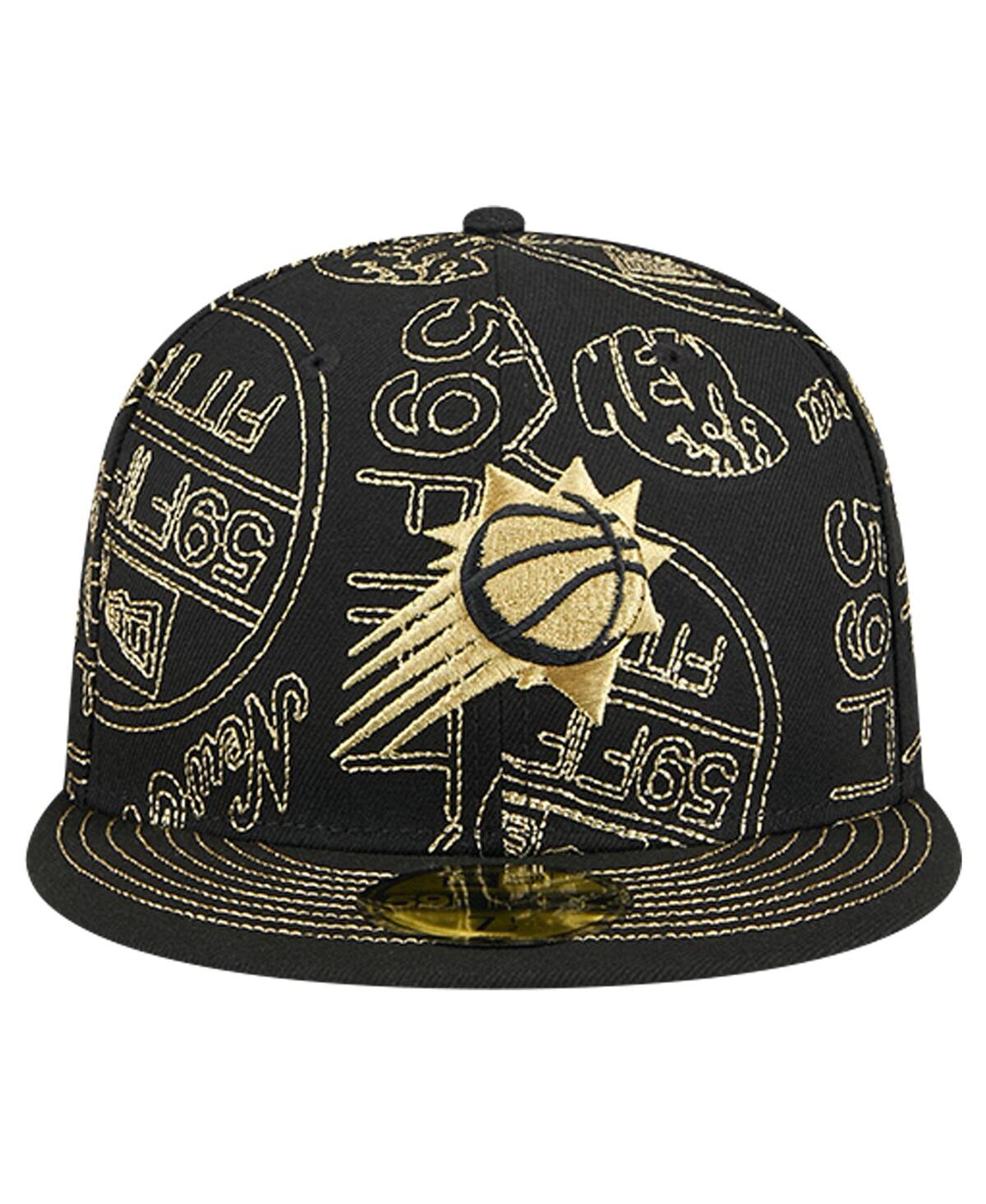 New Era Men'sPhoenix Suns 59FIFTY Day Allover Print Stencil Fitted Hat - Black