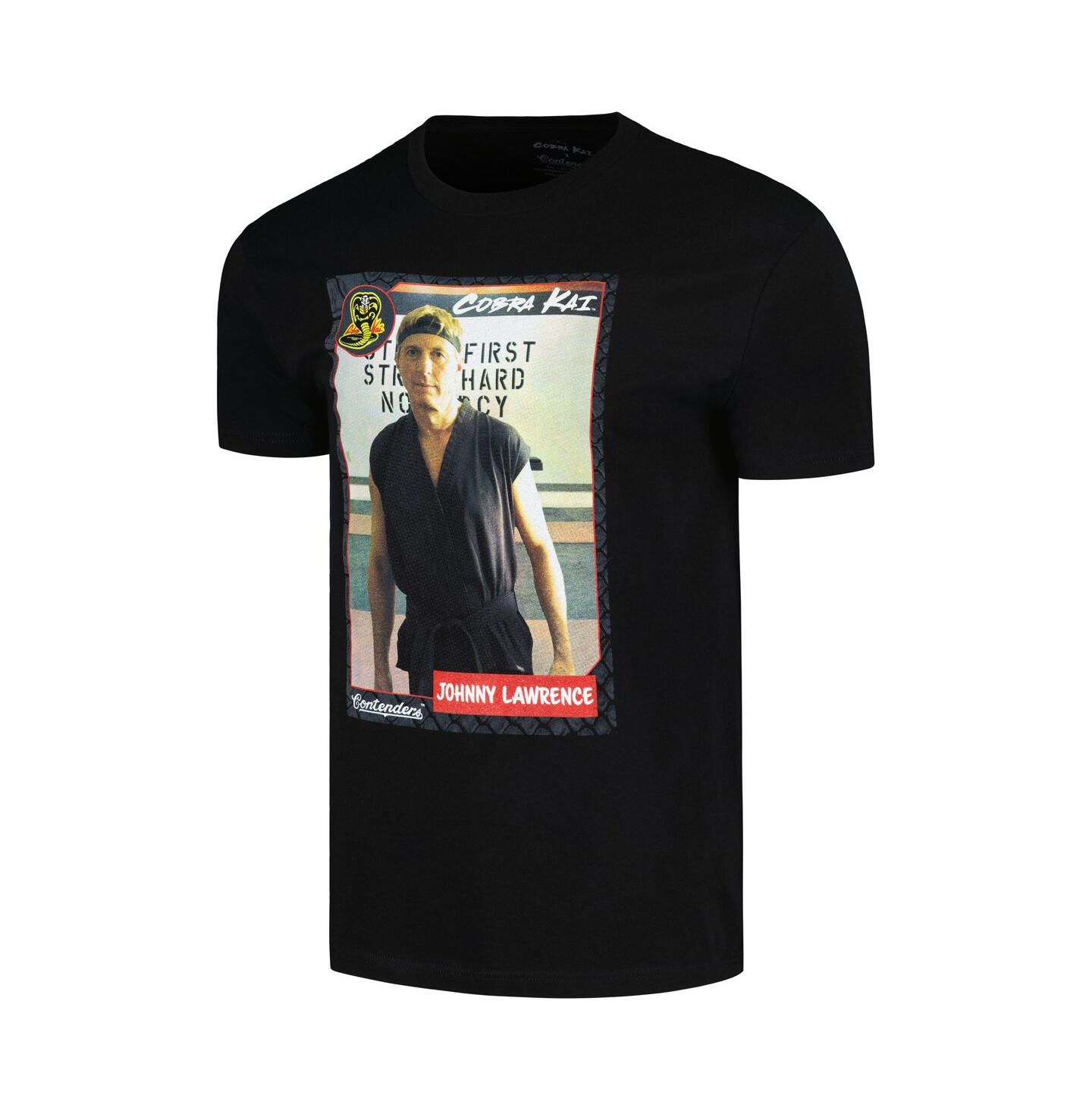 Мужская футболка Contenders Clothing Black Cobra Kai Johnny Lawrence Card — фото 2
