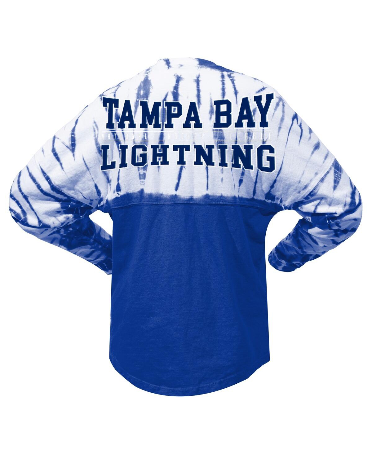 Spirit Jersey Men's And Women's Blue Tampa Bay Lightning Crystal Half Dye Long Sleeve T-shirt In Blue