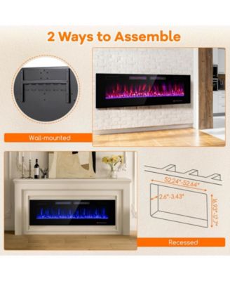 Inches Ultra-Thin Electric Fireplace Wall-Mounted & Recessed