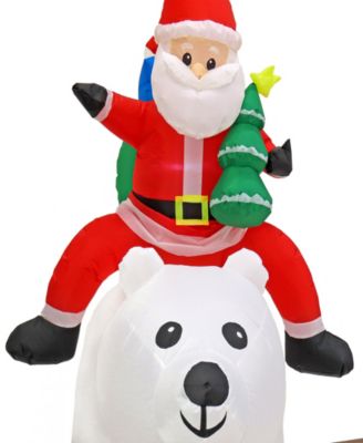 First Traditions Inflatable Santa Riding Polar Bear 6 ft.