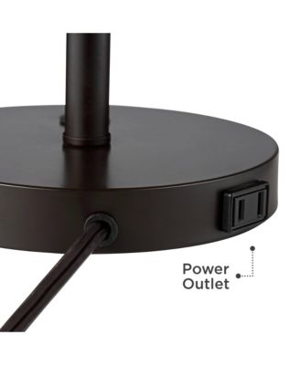 Heyburn Modern Accent Table Lamp 20" High Dark Bronze with USB and AC Power Outlet in Base Oatmeal Cylinder Shade for Bedroom Office Desk