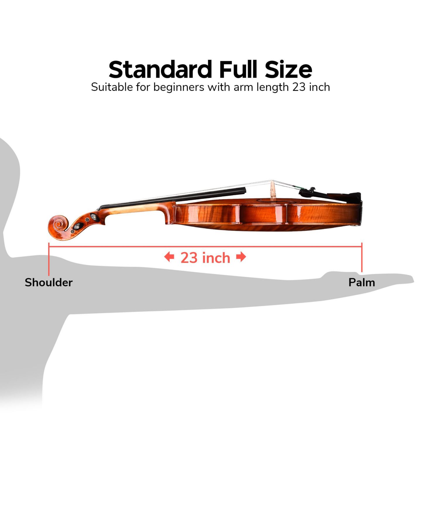 Детские игрушки Yescom Solid Wood Violin 4/4 Full Set Fiddle Beginner Violin Full Size with Case Shoulder Rest for Student Adults, цвет: Natrual — фото 9