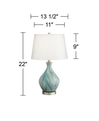 Cirrus Modern Style Accent Table Lamp 22" High Blue Gray Glazed Art Glass Off White Drum Shade Decor for Living Room Bedroom House Bedside Nightstand Home Office (Color May Vary) - 360 Lighting