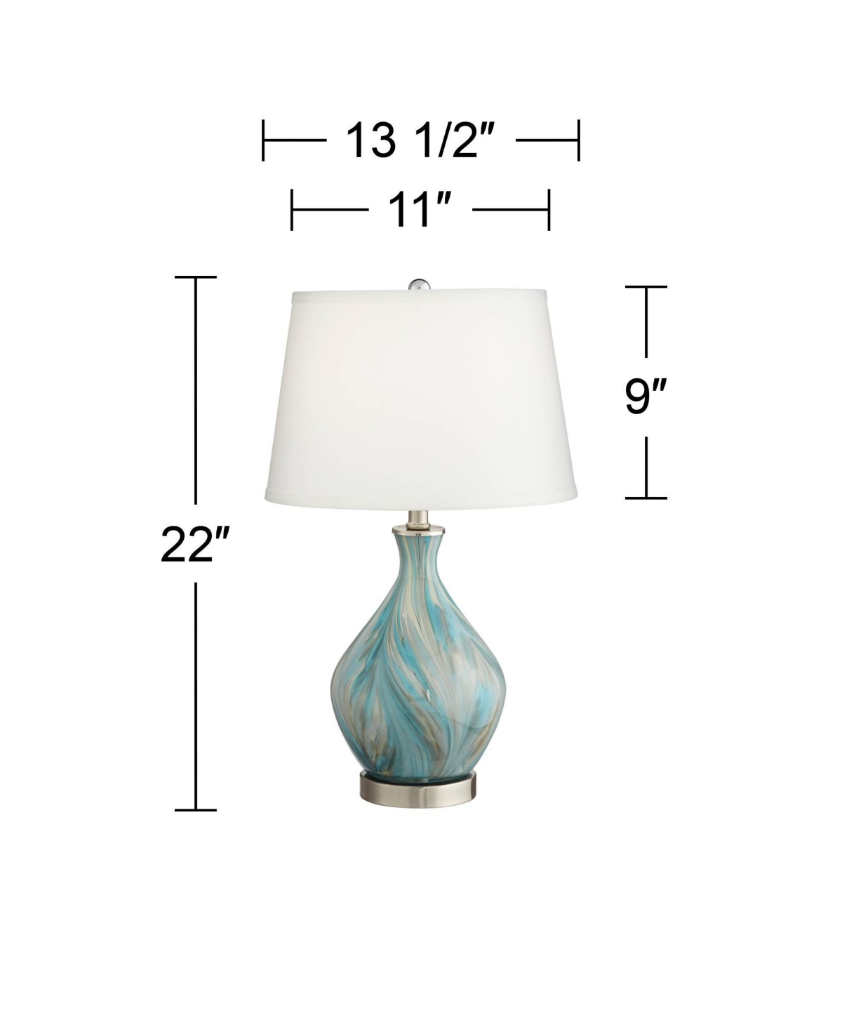 360 Lighting Cirrus Modern Style Accent Table Lamp HighGray Glazed Art Glass Off White Drum Shade Decor for Living Room Bedroom House Bedsid