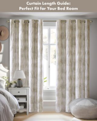 Victorio Jacquard Total Blackout Curtain Panel for bedroom, Silver grommet top fit up to 1.25 inches rod Single Curtain Panel for Living Room, Width 50 length 84 inches, Pitch Black Ambiance Ivory 1 Window Panel