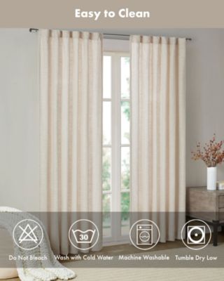 Beals Faux Linen Curtain Single Panel for Bedroom, Rob Pocket/Back Tab fit up to 1.25 inches rod Single Curtain Panel for Living Room, Unique Fleece Lining Width 50 Length 95 Inches Curtain Panel, Natural 1 Window Panel