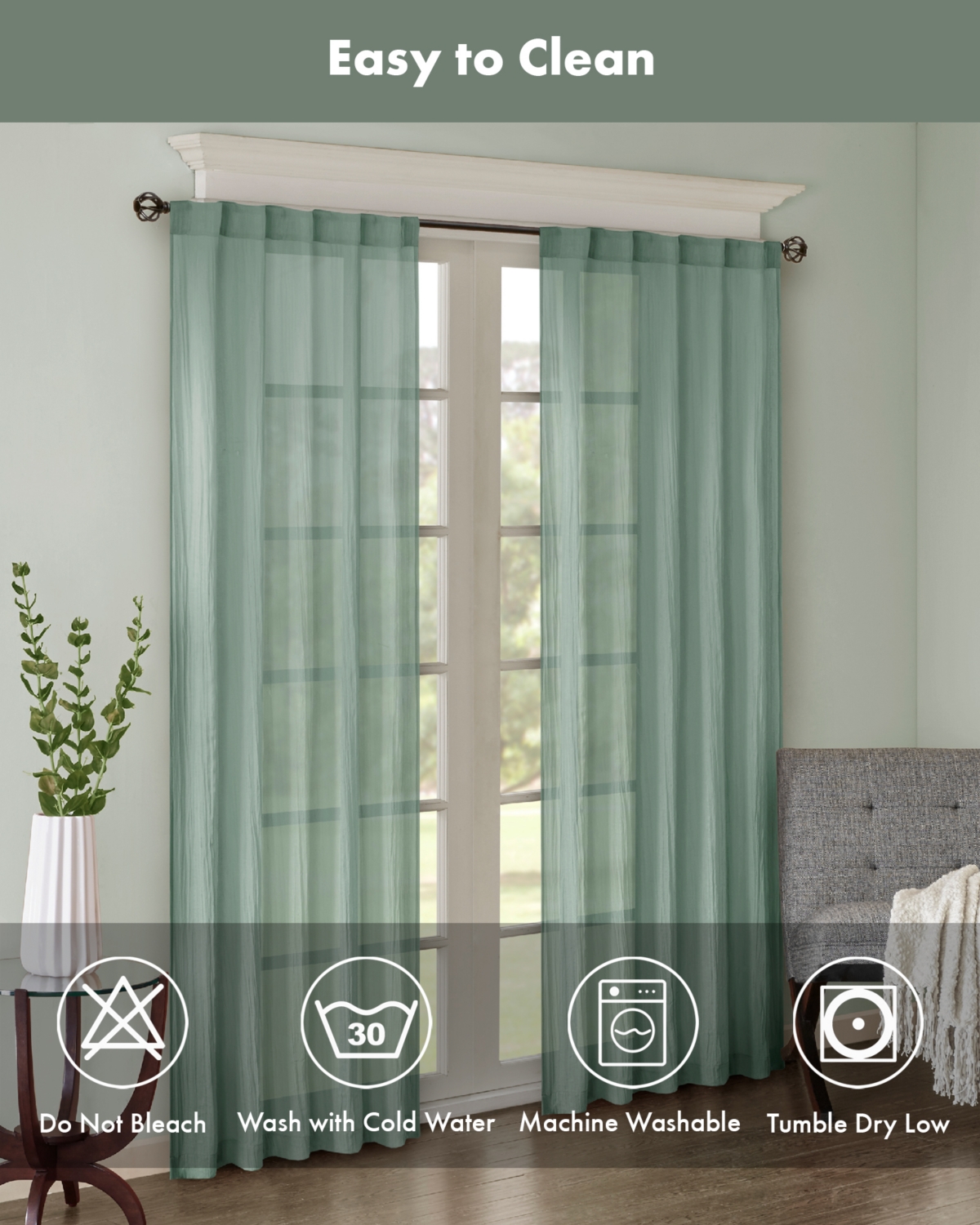 Madison Park Harper Solid Crushed Curtain Panel Pair
