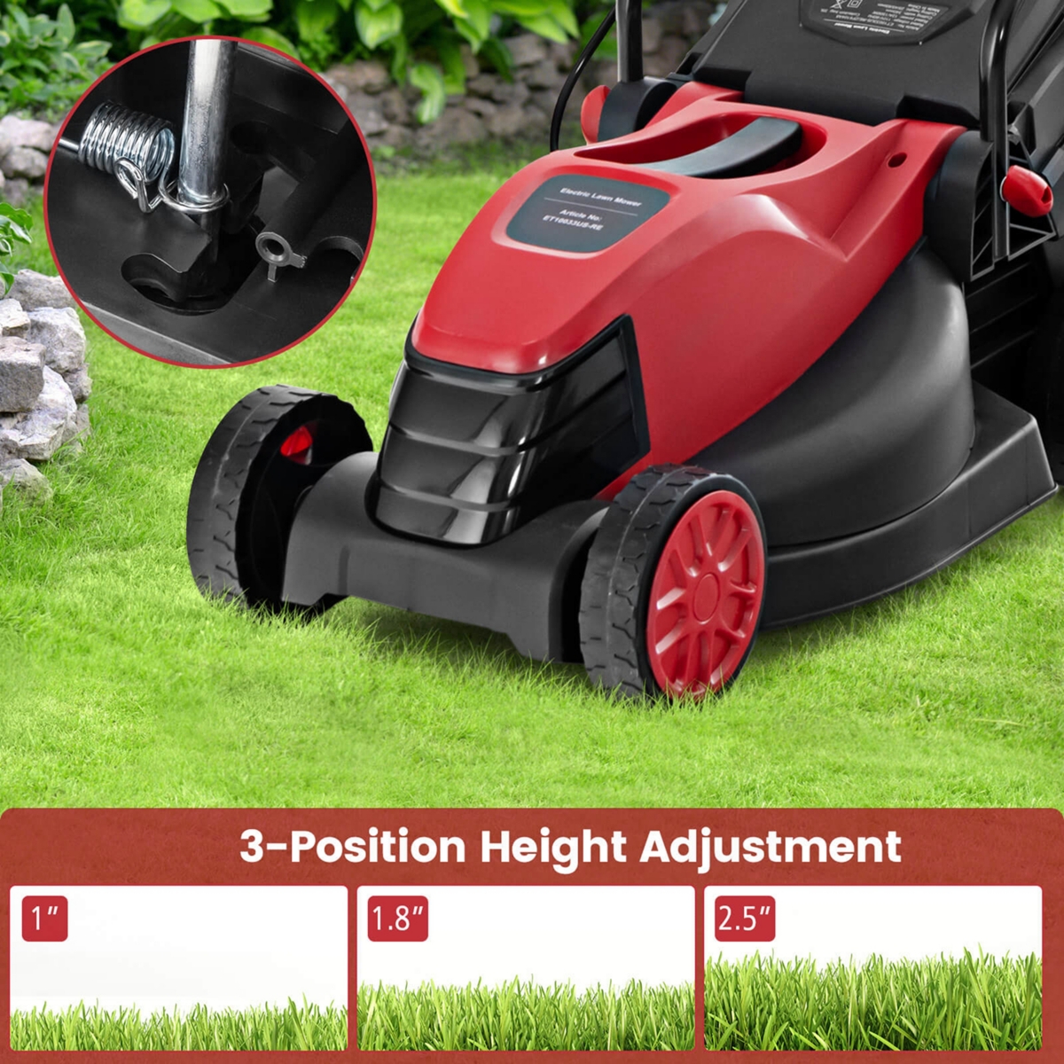 Costway Electric Corded Lawn Mower 12-amp 14-Inch Walk-Behind Lawnmower with Collection Box