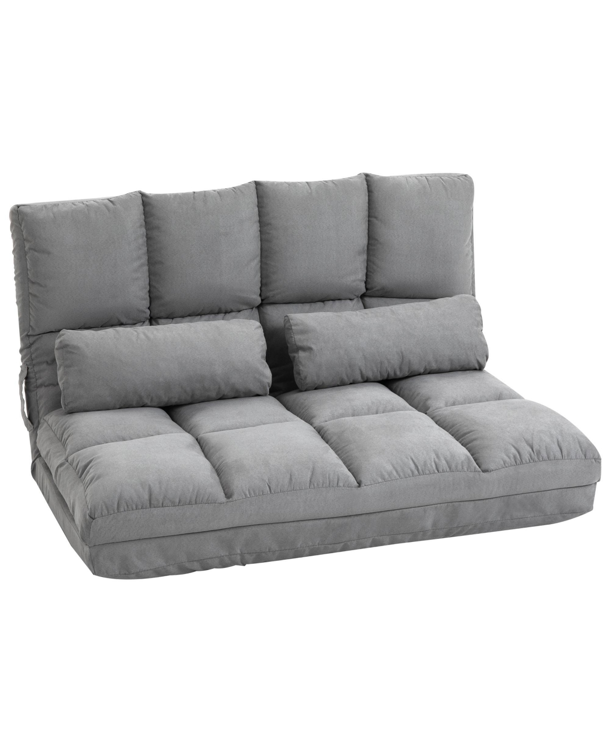 Homcom Convertible Floor Sofa Chair, Folding Couch Bed, Guest Chaise Lounge with 2 Pillows, Adjustable Backrest and Headrest
