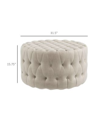 Tufted Ottoman Foot Stool with Velvet-feel Upholstery, Dark