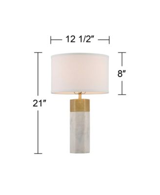 Leala Modern Accent Table Lamp 21" High Faux Marble Gold Metal White Drum Shade for Bedroom Living Room Bedside Nightstand Office