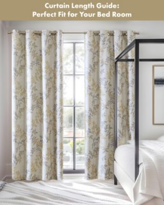 Julie Botanical Blackout Curtain Panel for Bedroom, Grommet Top Single Curtain for Living Room, Width 50 length 95 inches, Yellow Window Panel