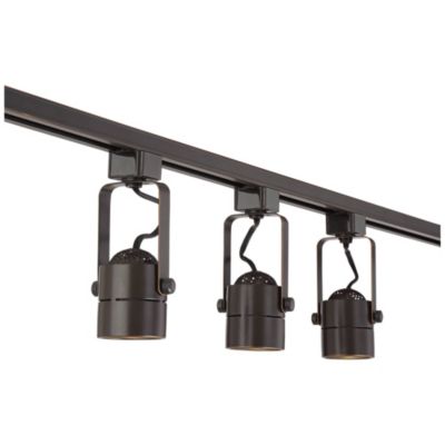 Layna 3-Head LED Ceiling or Wall Track Light Fixture Kit Linear Bullet Brown Bronze Finish Metal Modern Kitchen 44" Wide