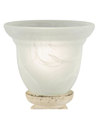Country Cottage Accent Table Lamp 18 1/4" High French Beige Alabaster Glass Uplight Shade for Living Room Bedroom