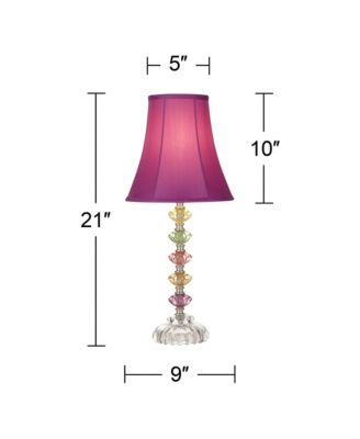 Bohemian Traditional Chic Style Accent Table Lamp 21" High Multi Colored Stacked Glass Pink Orchid Bell Shade Decor for Kids Girls Living Room Bedroom Bedside House Nightstand