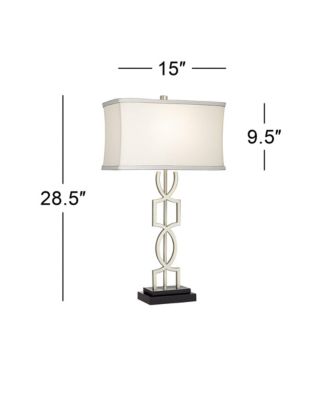 Evan Modern Table Lamps 28 1/2" Tall Set of 2 Brushed Nickel with USB Charging Port White Rectangular Shade for Bedroom Living Room House