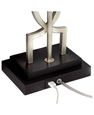 Evan Modern Table Lamps 28 1/2" Tall Set of 2 Brushed Nickel with USB Charging Port White Rectangular Shade for Bedroom Living Room House