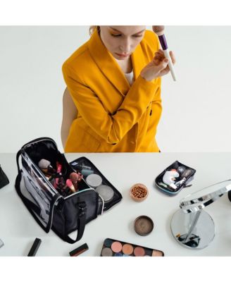 Makeup Brush Case Portable Artist Brush Holder Stand-Up Travel Cosmetic Organizer Bag