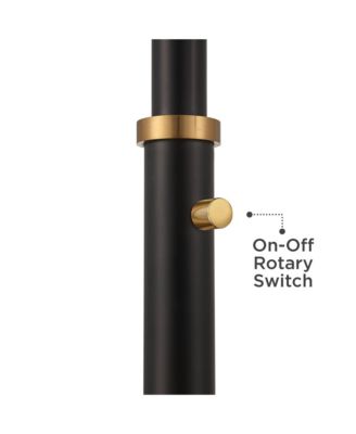 Quatro Mid Century Modern Tree Floor Lamp 71" Tall Black Gold Metal 4 Light Frosted Glass Cone Shade for Living Room Bedroom House