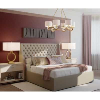 Modern Table Lamps 28 1/2" Tall Set of 2 with USB Charging Port Brushed Gold Open Ring White Shade for Bedroom Living Room House Bedside