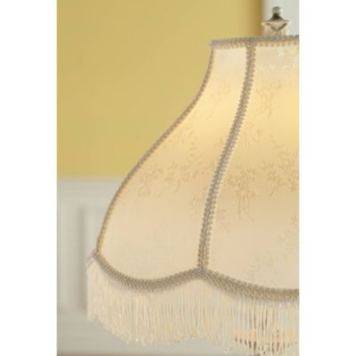 Traditional Vintage like Shabby Chic Lamp Floor Standing 60" Tall Antique White Victorian Cream Scallop Fabric Dome Shade with Fringe Decor for Living Room Reading House Bedroom Home - 360 Lighting