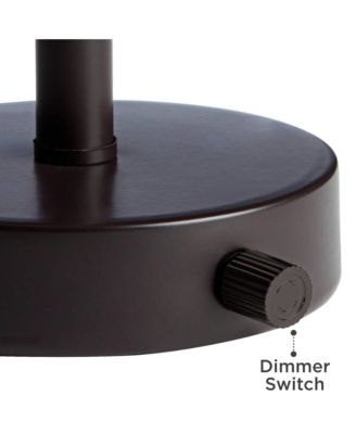 Trotter Modern Table Lamps 23 3/4" High Set of 2 Oiled Bronze with USB and AC Power Outlet in Base Burlap Shade for Living Room Home Desk