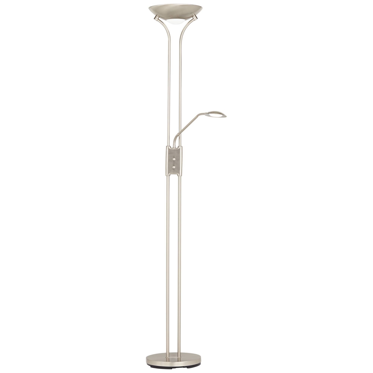 360 Lighting Canby Modern Torchiere Floor Lamp Standing with Side Light Led Tall Brushed NickelMetal White Acrylic Diffuser for Living Roo