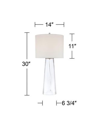 Marcus 30" Tall Tapered Column Large Modern Coastal End Table Lamp Clear Glass Single White Shade Living Room Bedroom