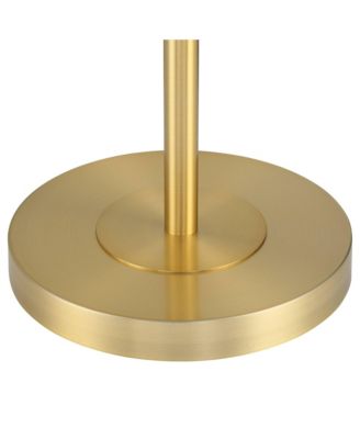 Modern Downbridge Floor Lamp 61 1/2" Tall Warm Gold Metal Off-White Linen Drum Shade for Living Room Reading Bedroom